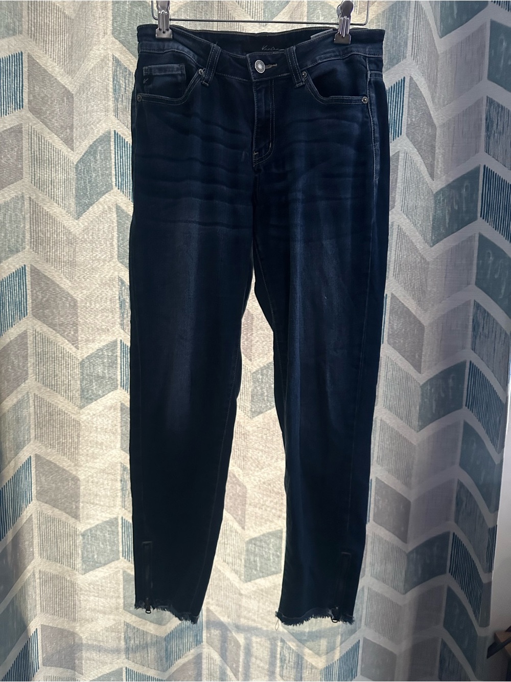 KanCan High Rise Skinny Jeans Dark Wash Frayed Hem KC6051DH Size 7 27